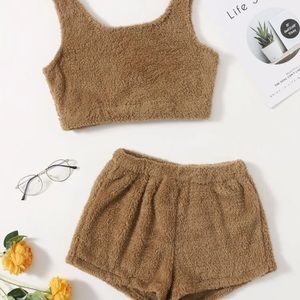 Fluffy Knit Shorts Lounge Set